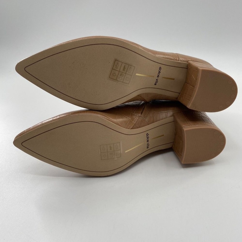 Dolce Vita Women’s Bel Booties Cafe Croc Croco Print Leather Tan sz 9 NEW IN BOX - Picture 7 of 8